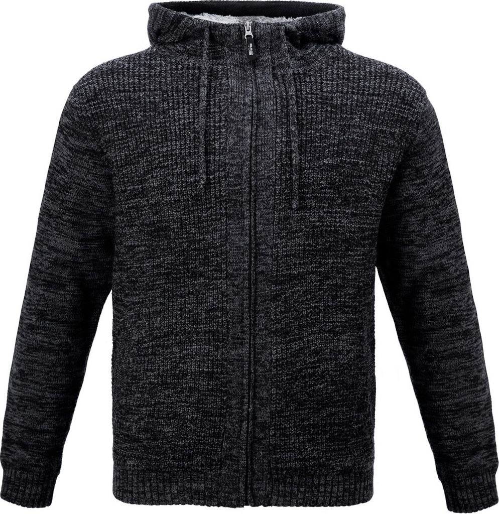 JOB Hoodie-Strickjacke ALTA mit Fellfutter schieferschwarz S