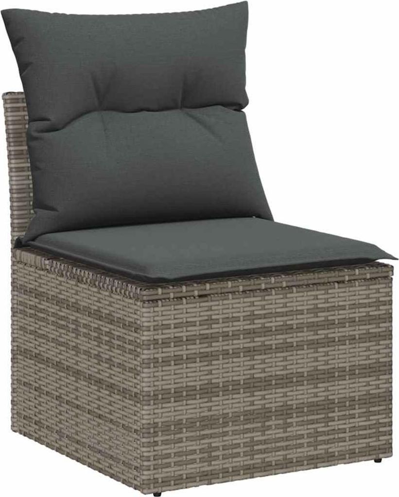 vidaXL Gartensofa-set mit Kissen 8 pcs Grau Poly-Rattan