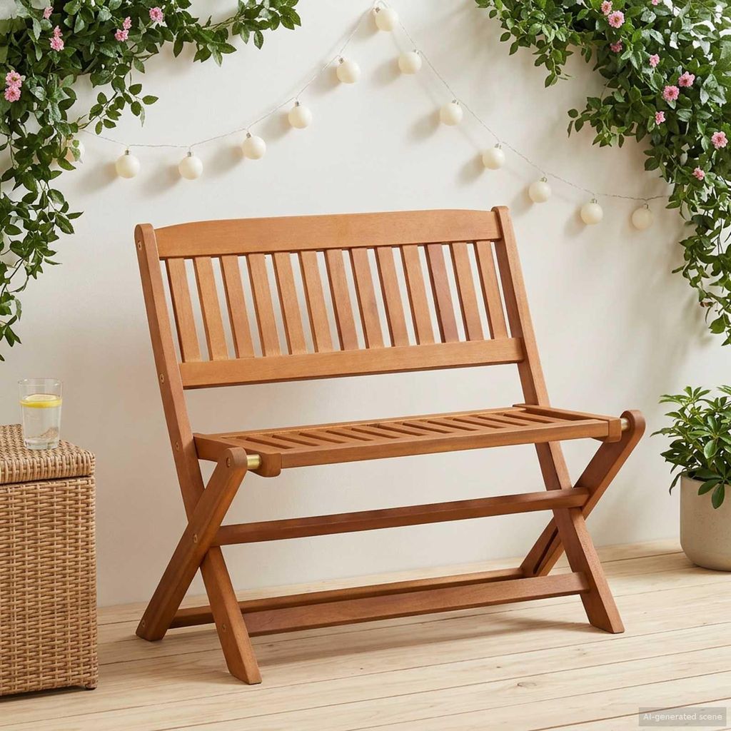 Möbel Kinderbank Braun 61 x 38 x 57 cm Massives Eukalyptus Produktbild 