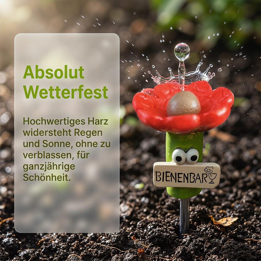4er-Set Insektentränke – Bunte Bienen-Badestation Aus Kunstharz, Mit Erdspieß, Für Garten, Balkon & Terrasse