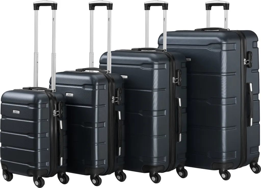 Set di valigie Zelsius 4 pezzi, antracite, valigia da viaggio in ABS con chiusura a combinazione e divisorio interno