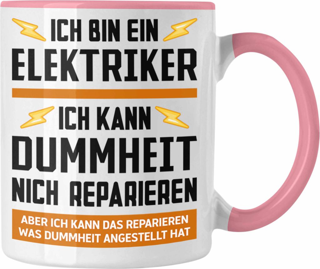 Trendation - Elektriker Geschenke für Männer Tasse Geschenk Elektriker Elektroniker Geschenkidee (Rosa)