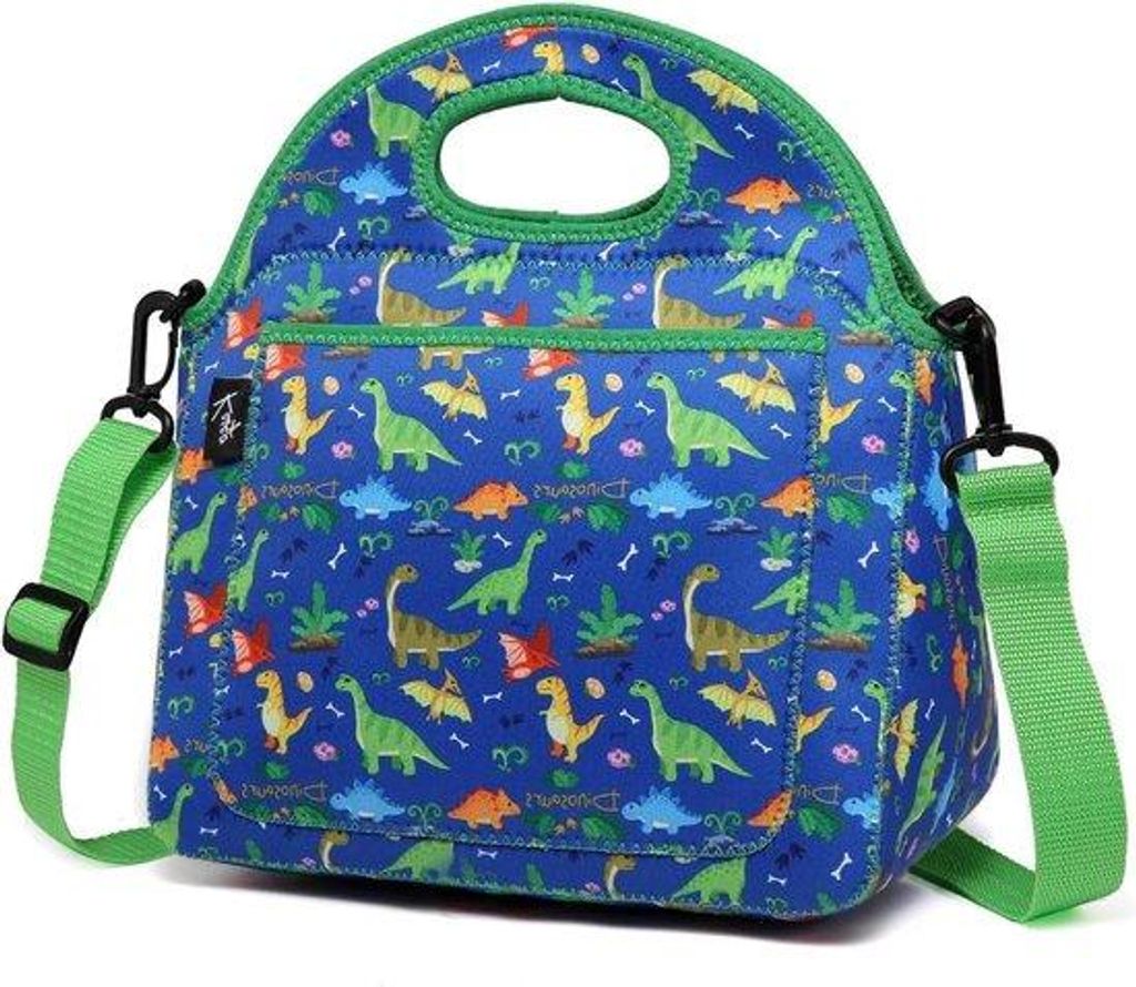 Neopreen-isolierte Dinosaurier-Lunchbox - mit innenlieger und abnehmbarer, verstellbarer Schultergurtsatz für Jungen