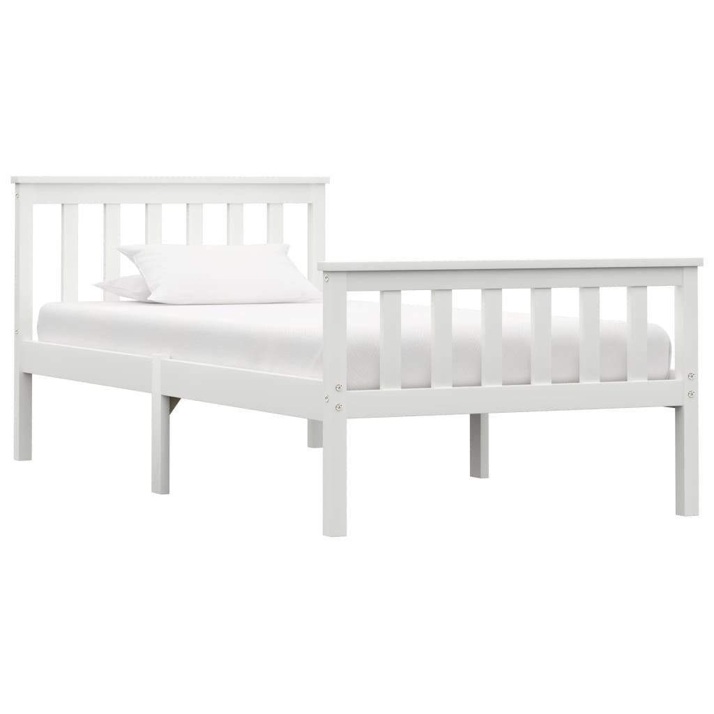 Design Möbel Massivholzbett Weiß Kiefer 90x200 cm - 2024 Neu