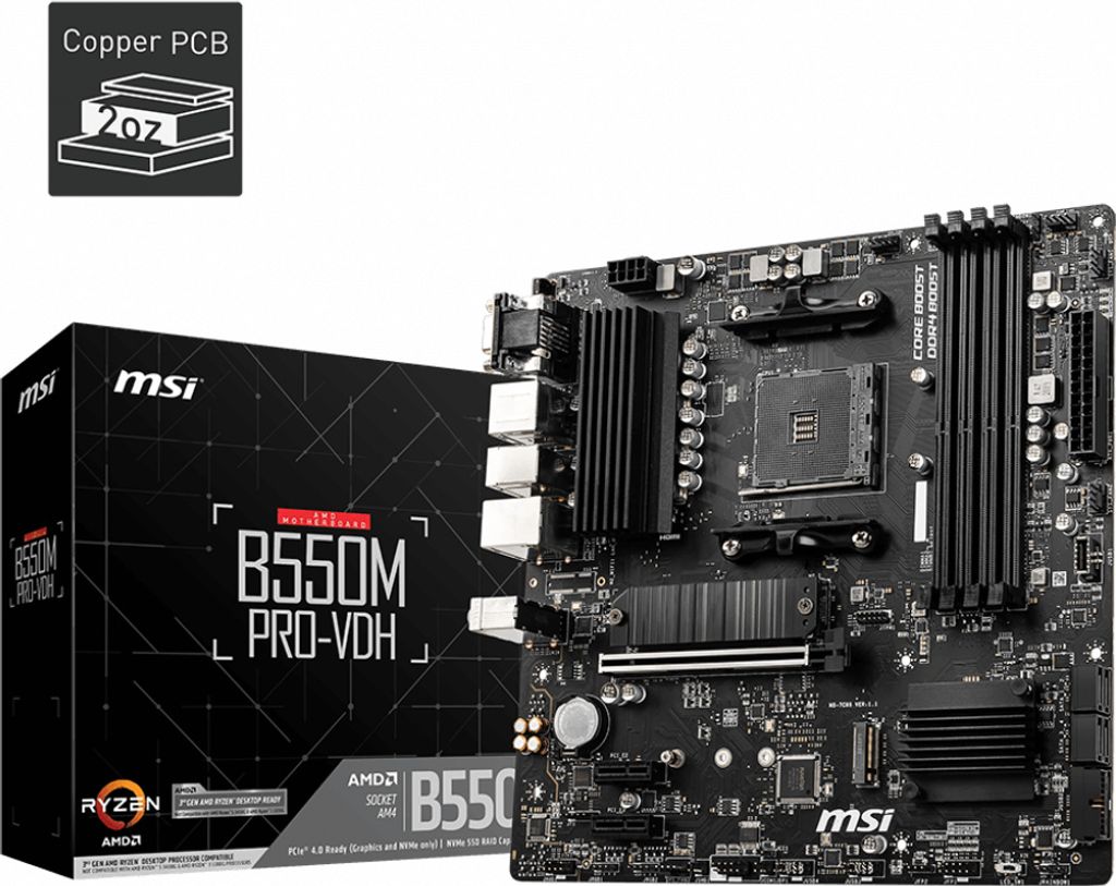MSI B550M PRO-VDH, AMD, Socket AM4, AMD Ryzen 3000 Series, Zdjęcie produktu 