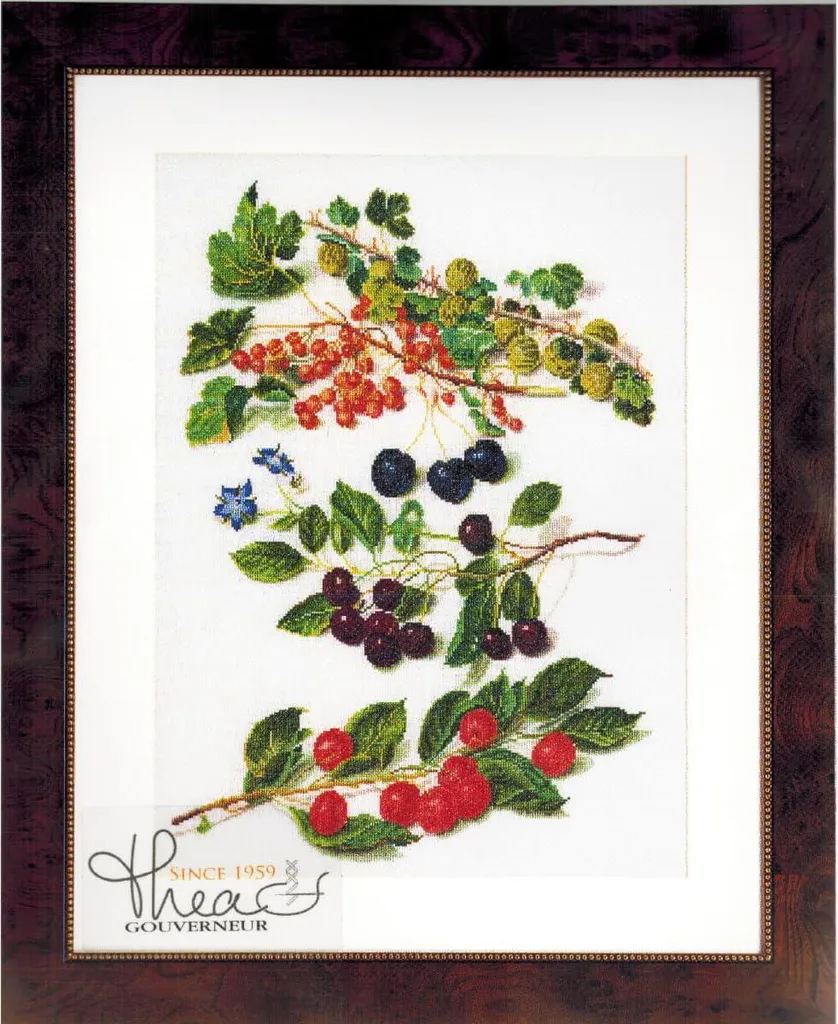 Décoration murale DIY broderie point de croix Cerises Aida 33x45