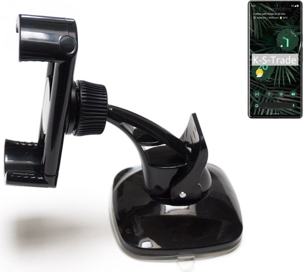 K-S-Trade kompakte Handy-Halterung Windschutzscheibe kompatibel mit Google Pixel 6 Pro Armaturenbrett schwarz Autohalterung KFZ Halter
