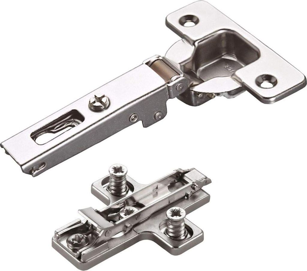 2 x Salice Topfband 110° Serie 200 Bohrbild T45 Eckanschlag inkl. Kreuz-Montageplatte Höhe 6 mm mit vormontierten Euroschrauben und Exzenterverst...