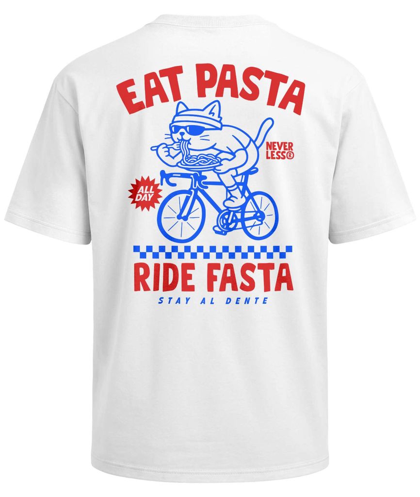 Herren T-Shirt - Retro Design - Eat Pasta - Oversized Relaxed Fit Printshirt Sommer Fashion Streetstyle Neverless