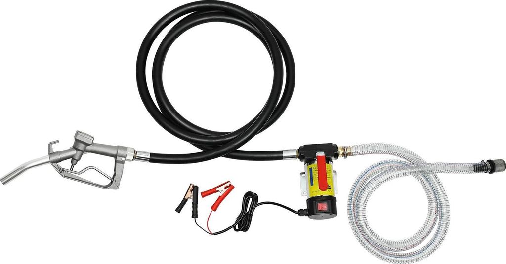 Diesel-/Heizölpumpe, selbstansaugende elektrische Transferpumpe, 12V, rot, EU-Stecker, automatische Zapfpistole, Set