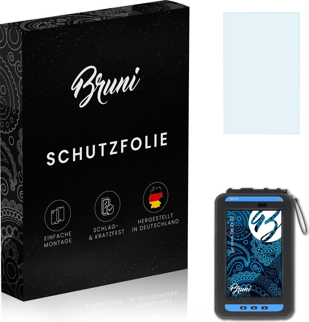 Bruni Basics-Clear 2x Schutzfolie kompatibel mit ecom Tab-Ex 02 Folie