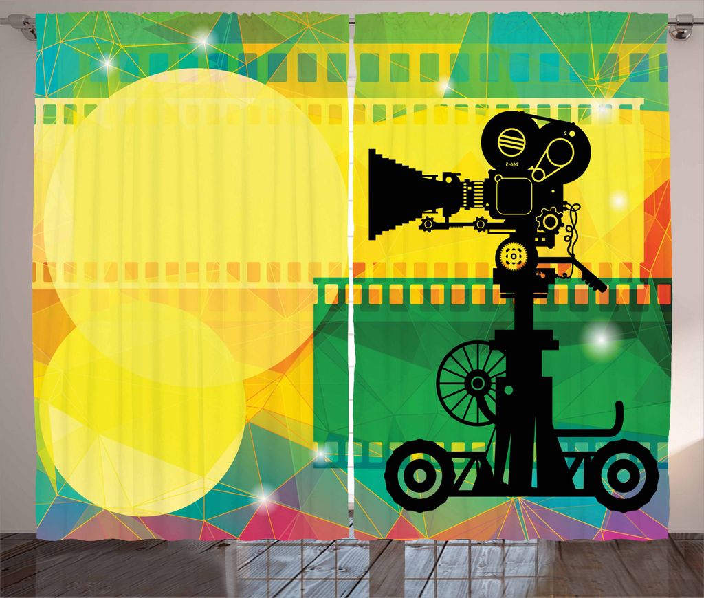 ABAKUHAUS Kino Rustikaler Gardine, Zusammenfassung vibrierend, Schlafzimmer Kräuselband Vorhang mit Schlaufen und Haken, 280 x 225 cm, Mehrfarbig