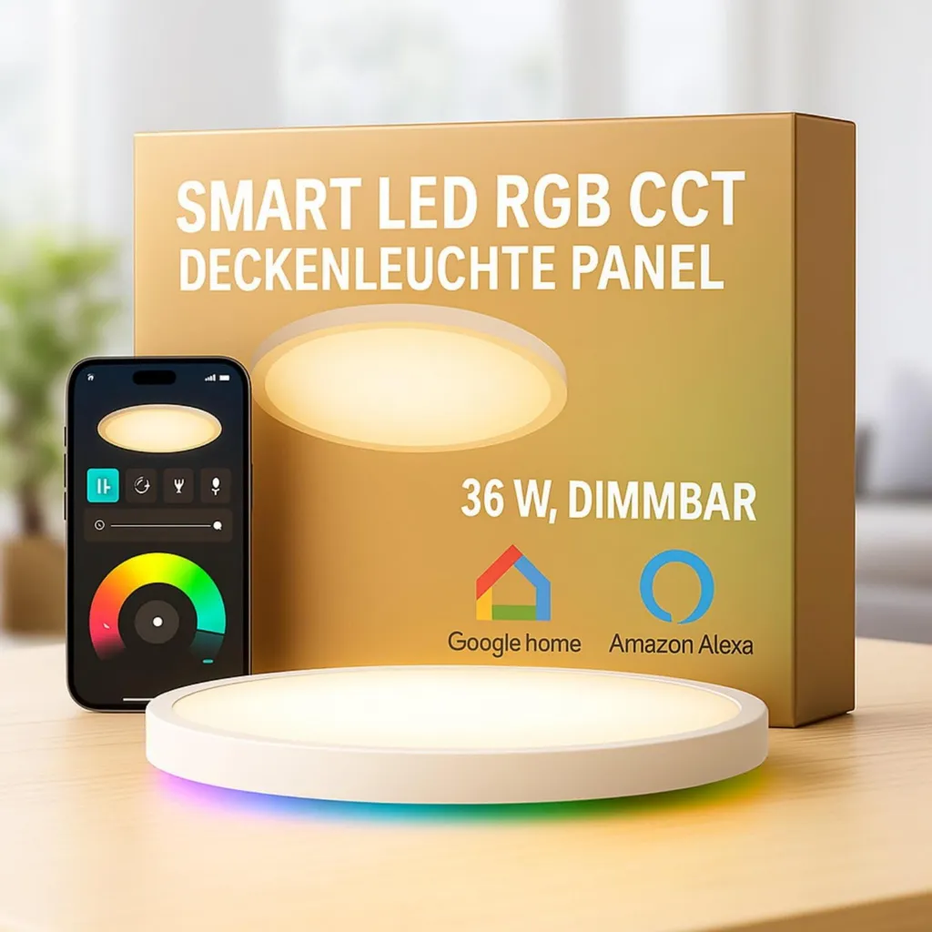 Plafonnier LED Smart WiFi 36W RGB CCT Panneau Dimmable Multicolore