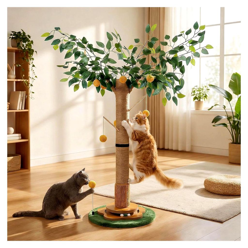 Katzenkratzbaum 85 cm mit interaktiven Bällen und Sisalseil für kleine und große Katzen