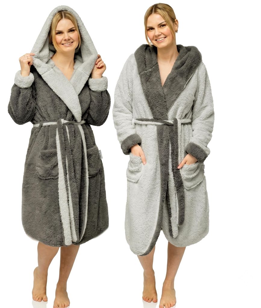 CalmyLIFE Bademantel Damen flauschig Morgenmantel - mit Produktbild 