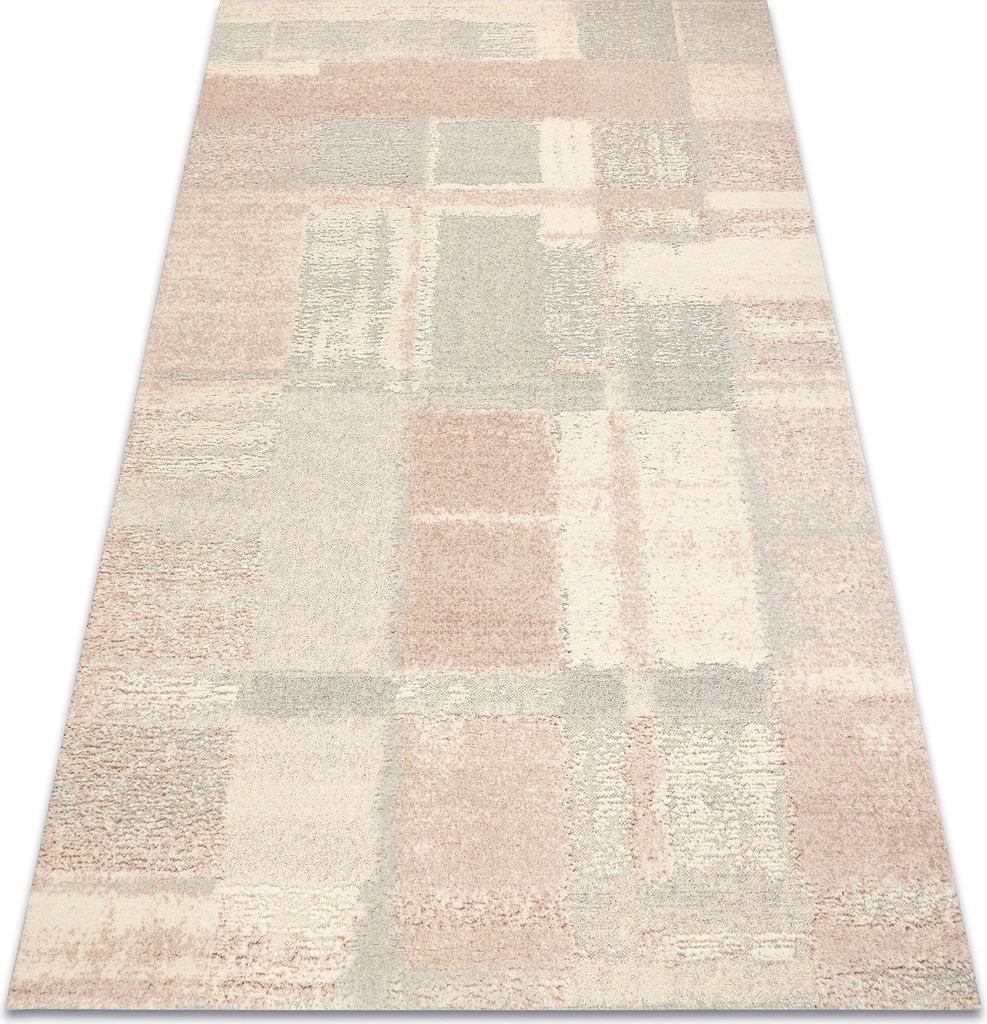 FLUX 461.43.AE200 Wollteppich OSTA - Geometrisch, Strukturell, Loft creme / rosa beige 60x120 cm