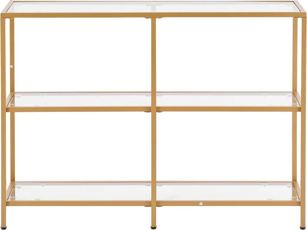 Table console stable anti-chute avec 3 plateaux de rangement chic doré - 10
