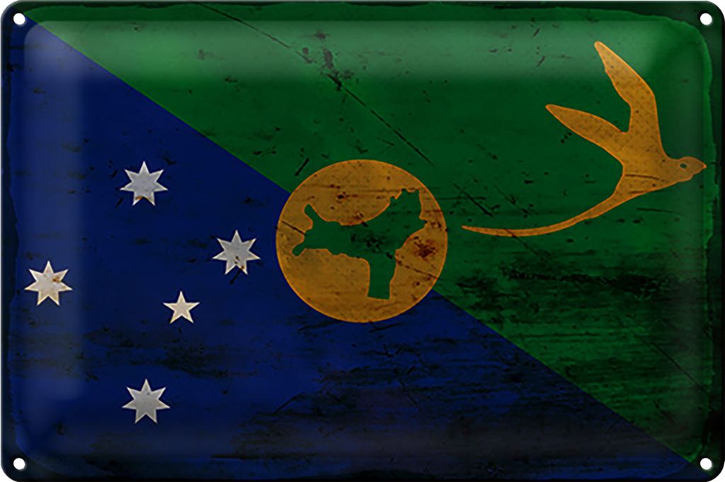 Blechschild Flagge Weihnachtsinsel 40x30cm Flag Rost