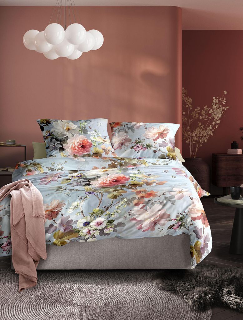 Irisette Mako-Satin Bettwäsche-Garnitur Wave 8596 Farbe blau Größe 155x220+80x80
