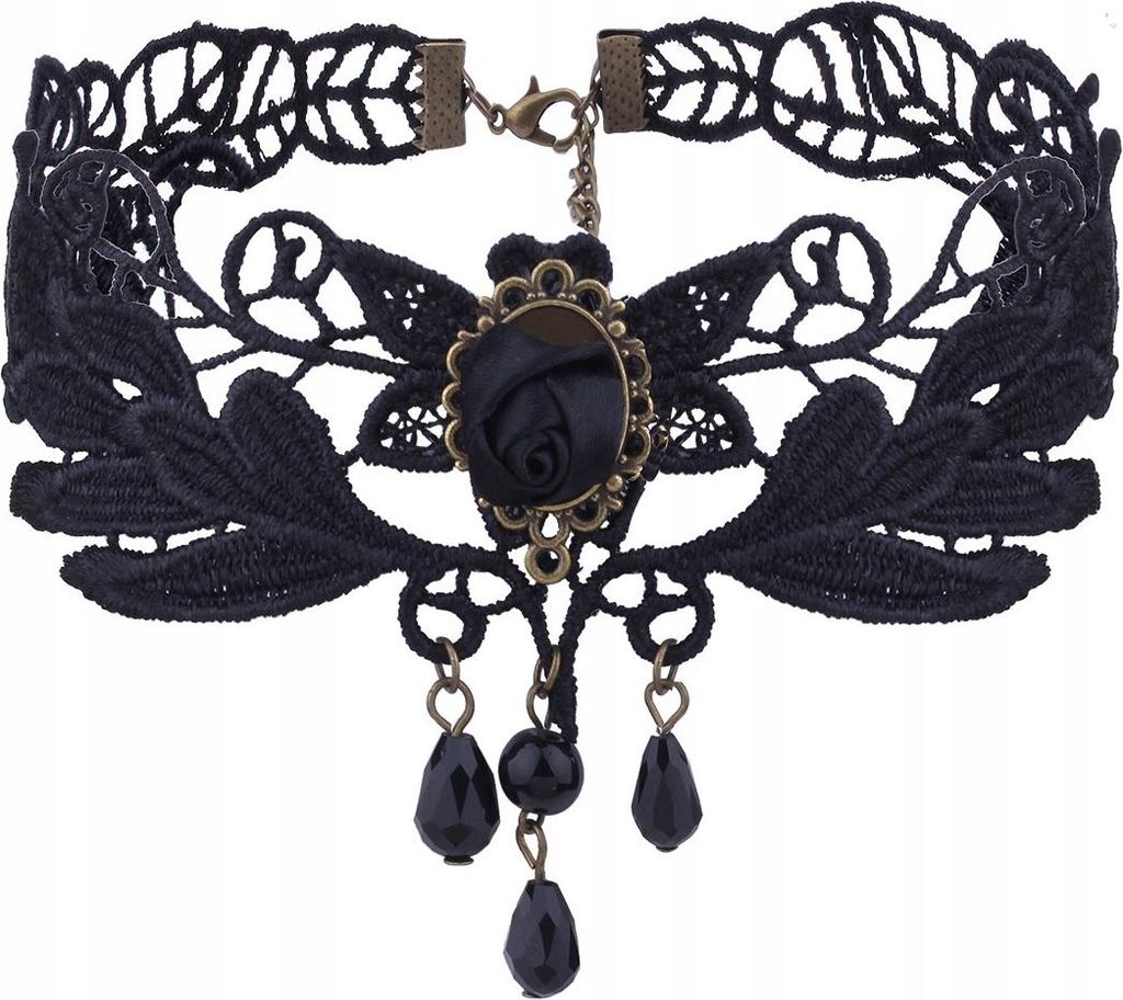 CHOKER Spitze Stickerei Schwarz HALSKETTE Gothic CH07 Produktbild 
