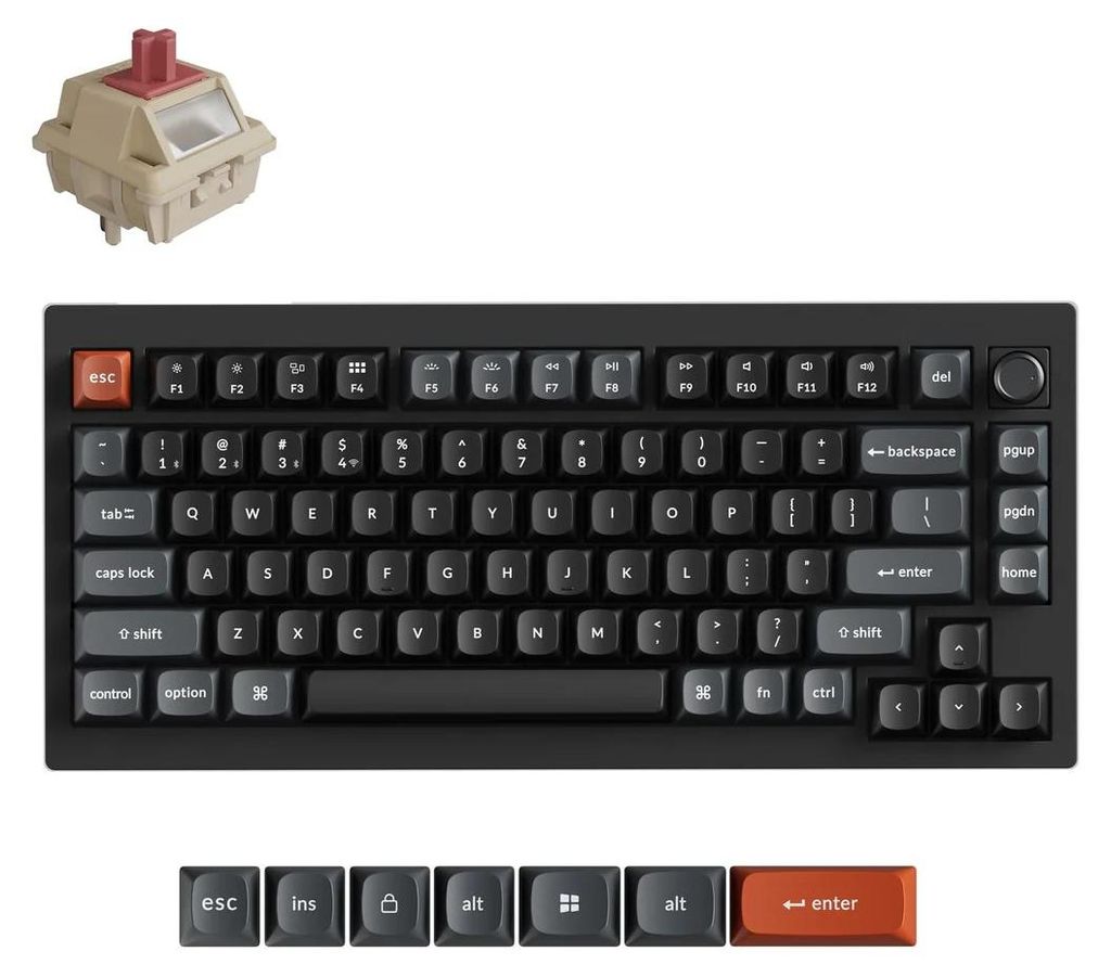 Keychron V1 Ultra 8K Kabellose Mechanische Tastatur, Programmierbar, RGB, QWERTY US - Silk POM Switch Red
