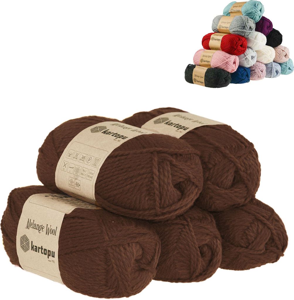 5 x 100g Strickgarn Kartopu Melange Wool Strick-Wolle Häkelgarn Wolle Farbwahl