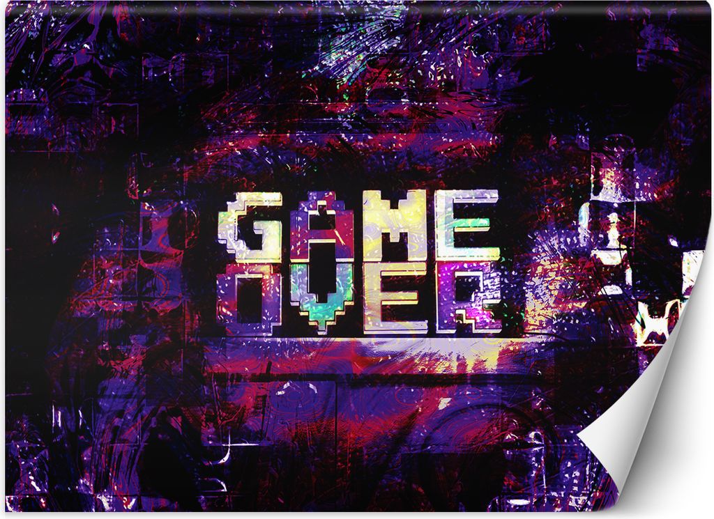 Vlies fototapete Abstrakter Game Over-Schriftzug 250x175 cm Feeby Lila inkl. Kleber einfache Montage