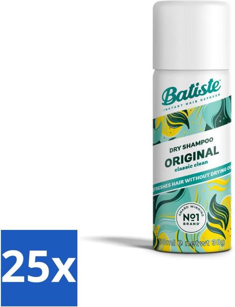 Batiste - Classic Clean - Trockenshampoo - Kühler und sauberer Duft - Erfrischt und gibt Halt - 50 ml - Vorteilspack - 25 Stücke