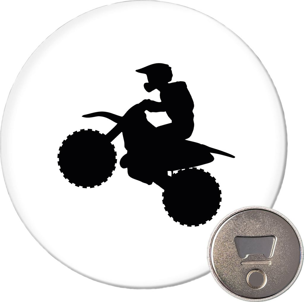 Huuraa Magnet Motocross Silhouette 59mm Kühlschrankmagnet rund Flaschenöffner Geschenkidee