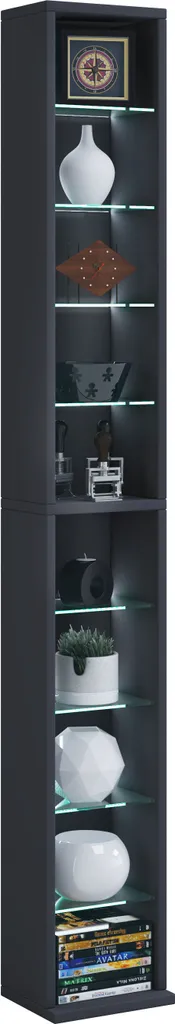 Rangement Mural Rasato XL Noir pour 200 CD avec 8 Tablettes en Verre