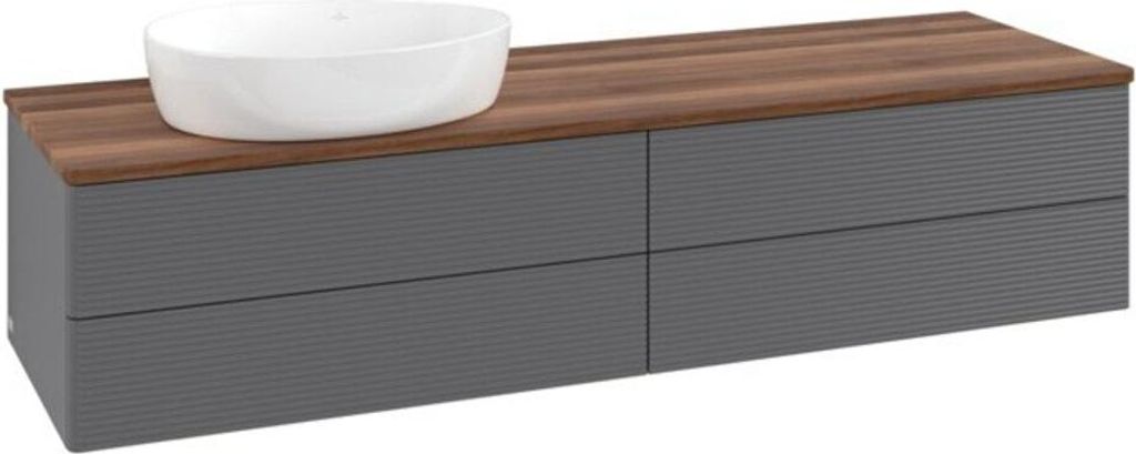 V&B Waschtischunterschrank mit Frontstruktur Antao 160x50cm, WBP w. wal, Anthrac. m Lac