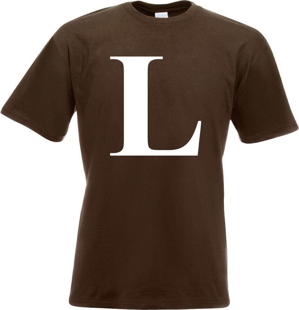 Kiwistar - T-Shirt - Chocolate - Buchstabe L - Alphabet Motiv Bedruckt Funshirt Design Print - mit Motiv Bedruckt - Funshirt Design - Sport - Freiz...