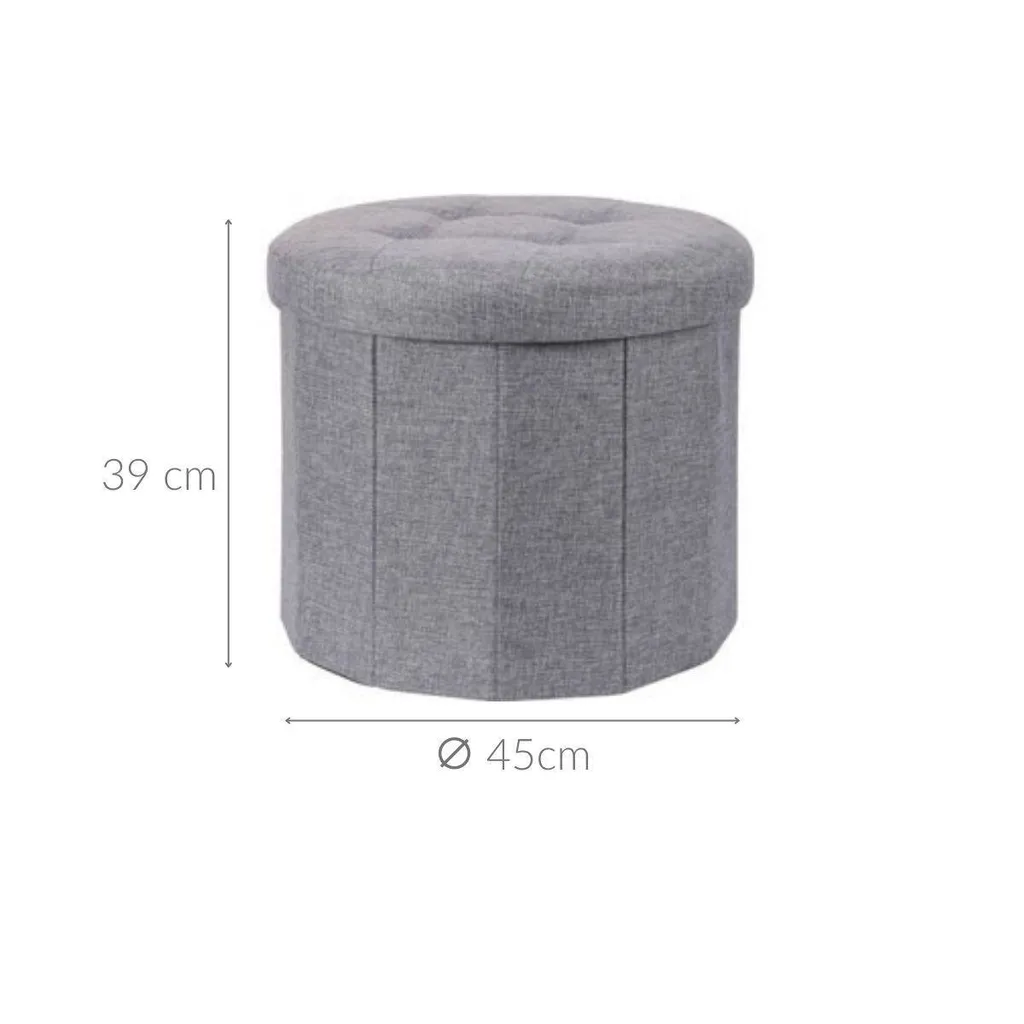 Pouf ottoman matelassé gris 45x39cm - Solution assise confortable - 2