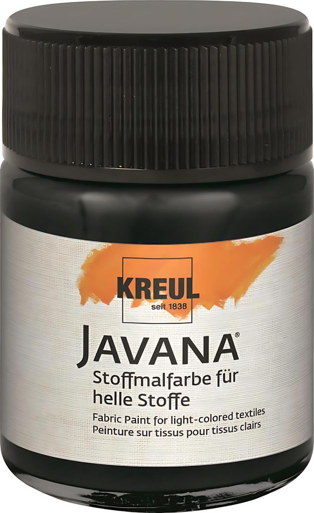 KREUL Javana Stoffmalfarbe für helle Stoffe Schwarz 50 ml Produktbild 