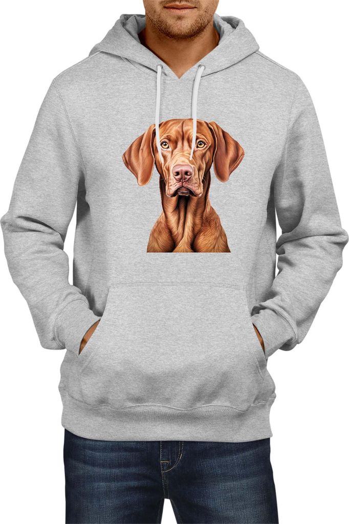 Herren Kapuzenpullover Dogs Breeds Vizsla Dog Breed 005, Man L / Grau