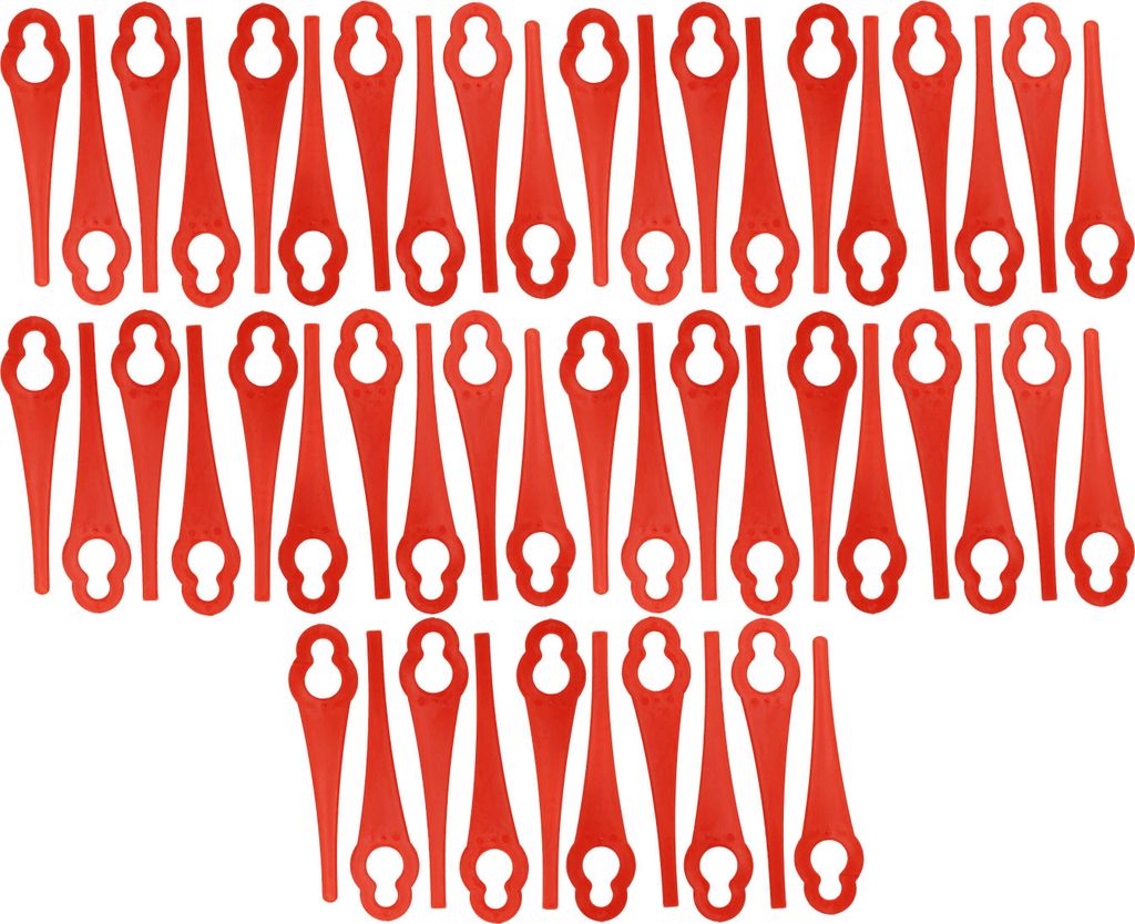 vhbw 50x Ersatz-Messer Ersatz für Recharge Tools GTB-20, 9363144S für Rasentrimmer - Ersatzklinge Rot, Nylon / Kunststoff