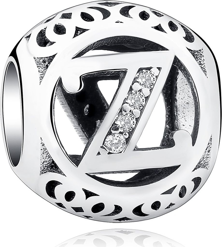 PANDACHARMS Kugel Buchstabe Z Charm , 925er Sterling Silber, passt zu Pandora