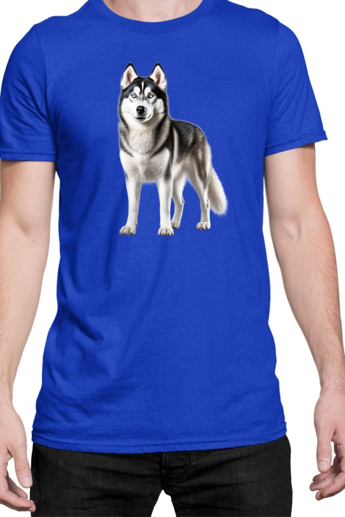 Herren T-Shirt Dogs Breeds Siberian Husky Dog Breed 005, Man S / Blau