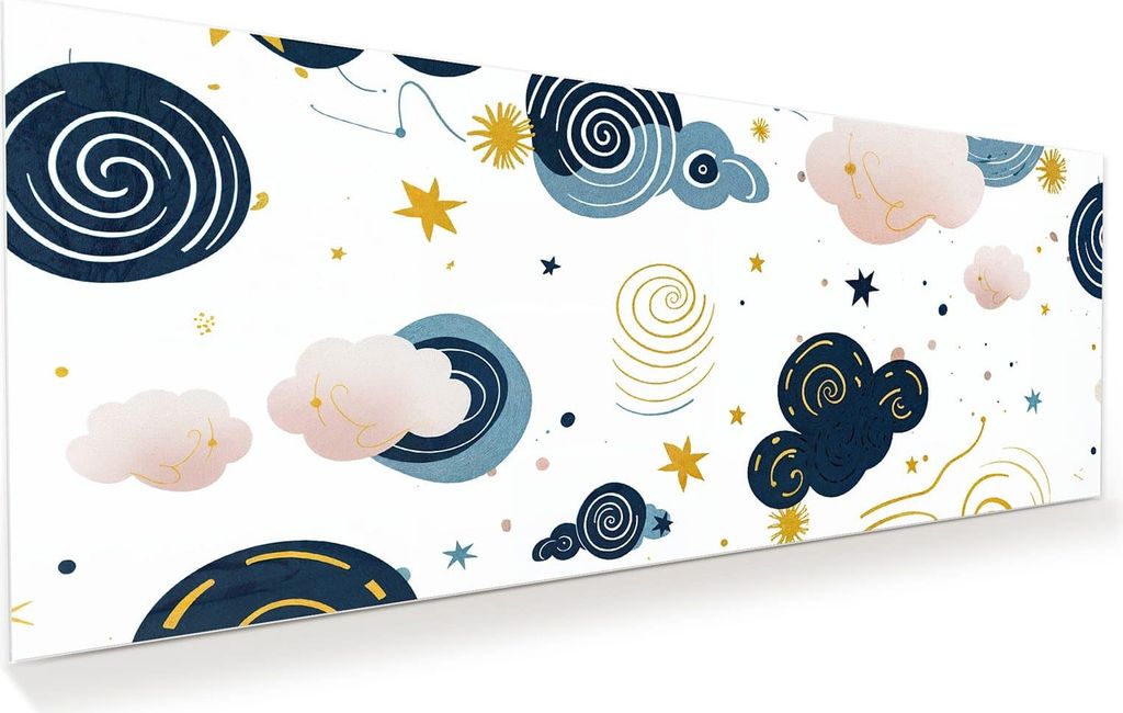 Glasbild 125x50cm in XXL für Wohnzimmer, Schlafzimmer Motiv Wirbelwolken Design