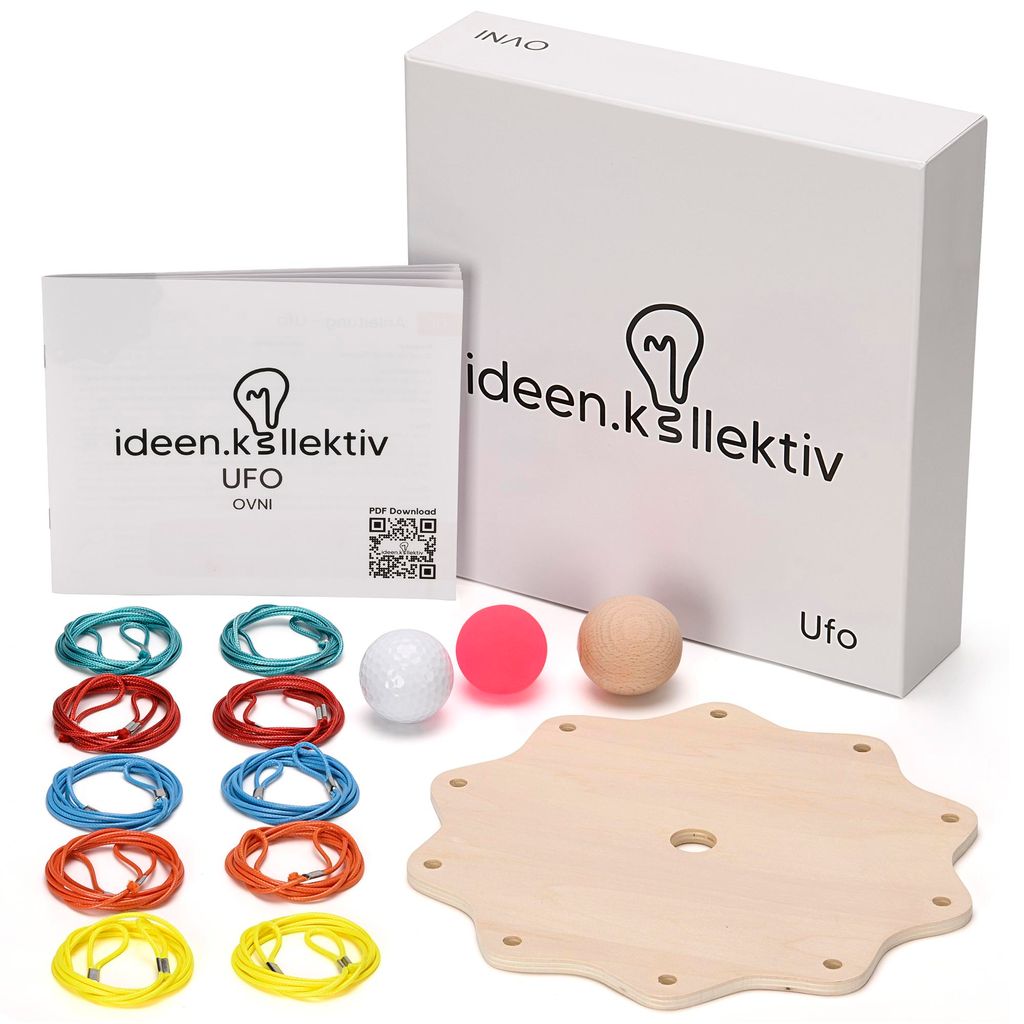 ideen.kollektiv UFO-Spiel – Interaktives Teambuilding-Spiel, Gruppenspiel aus Holz für Gruppen von 3 bis 10 Personen, fördert Kommunikation & T...