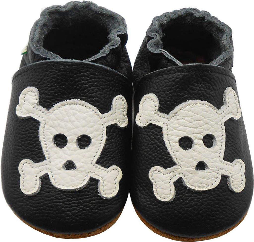 Sayoyo Baby Krabbelschuhe Lauflernschuhe Lederpuschen aus echtem Leder Küken Schwarz (EU 21-22)