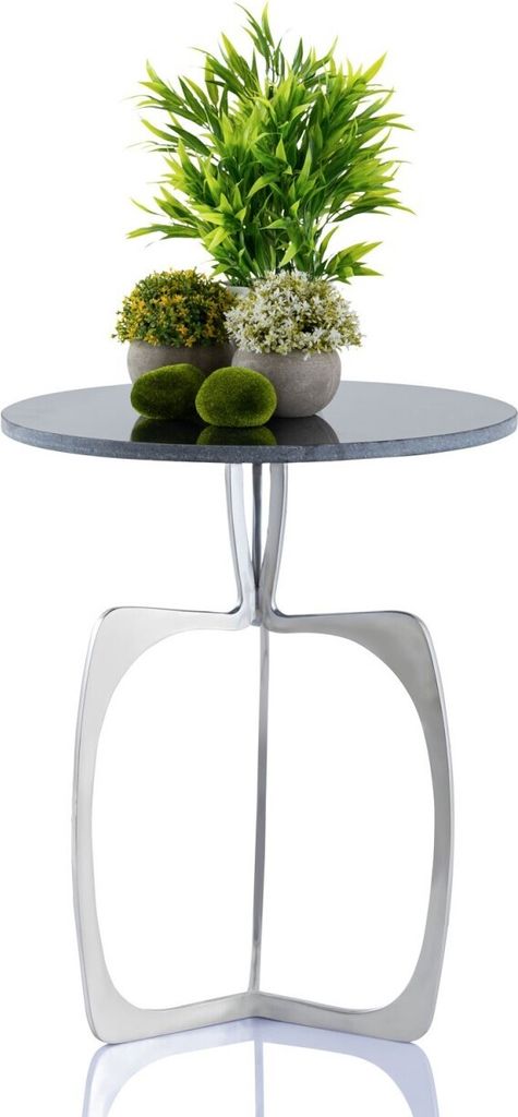 Soma Beistelltisch Metall rund ø 45 x 56 cm Dekotisch Marmor Sohoo Gestell silber oder gold silber - Tischplatte schwarz