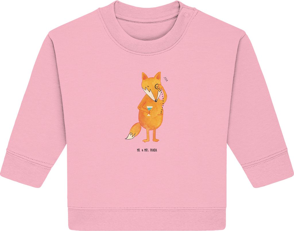 Mr. & Mrs. Panda Organic Baby Pullover Fuchs Lord 24. - 36. Monat - Baumwolle Pink - Geschenk, Füchse, Cocktail, Monokel, Neugierig, Spruch Lustig...