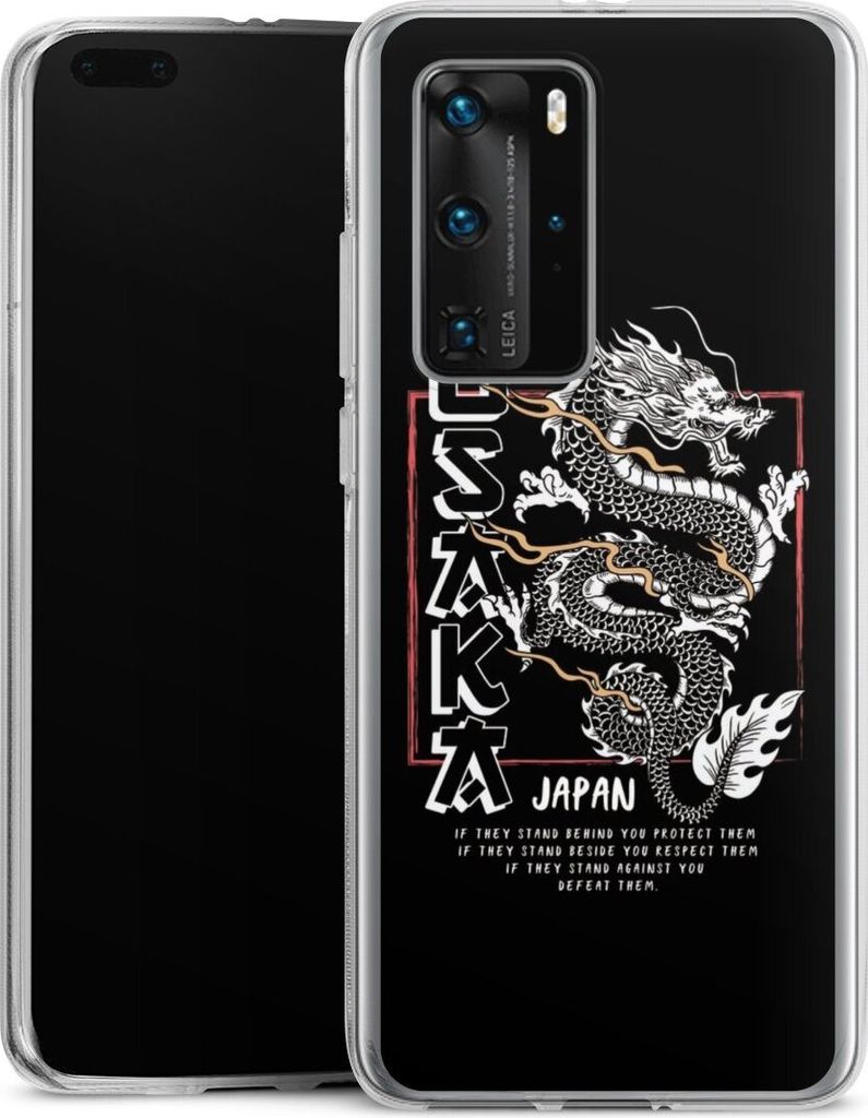 DeinDesign Handyhülle für Huawei P40 Pro Silikon Hülle Case Smartphone Schutzhülle Drache Japan Meer