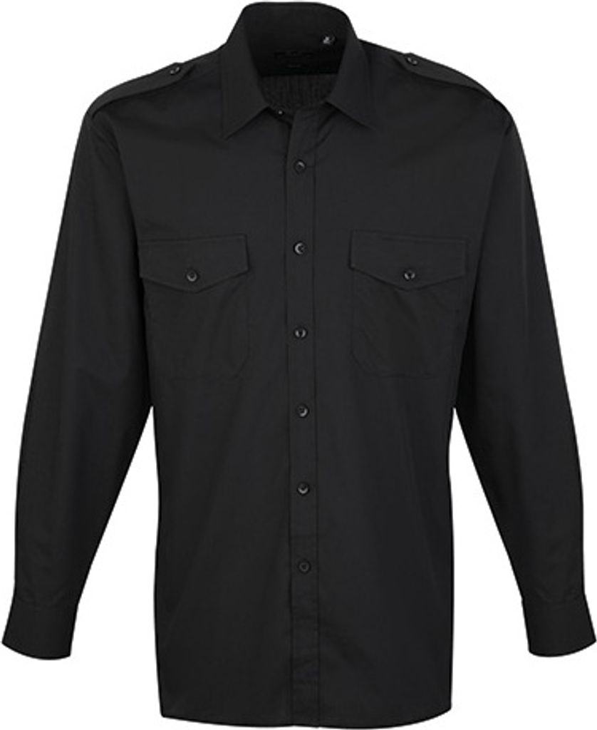 Premier Workwear Herren Piloten Hemd langarm PR210 black 43 (17)