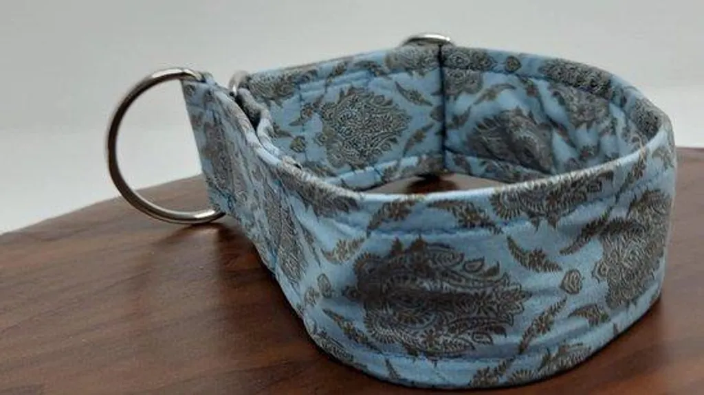 Collier martingale anti-fuite pour lévrier et whippet, bleu 5 cm