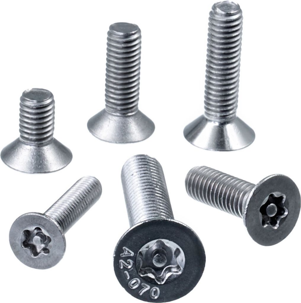 SECCARO Sicherheits-Senkschraube mit Pin M6 x 12 mm, Edelstahl V2A VA A2, DIN 7991 / ISO 10642, Innensechsrund (TX), Vollgewinde, 20 Stück