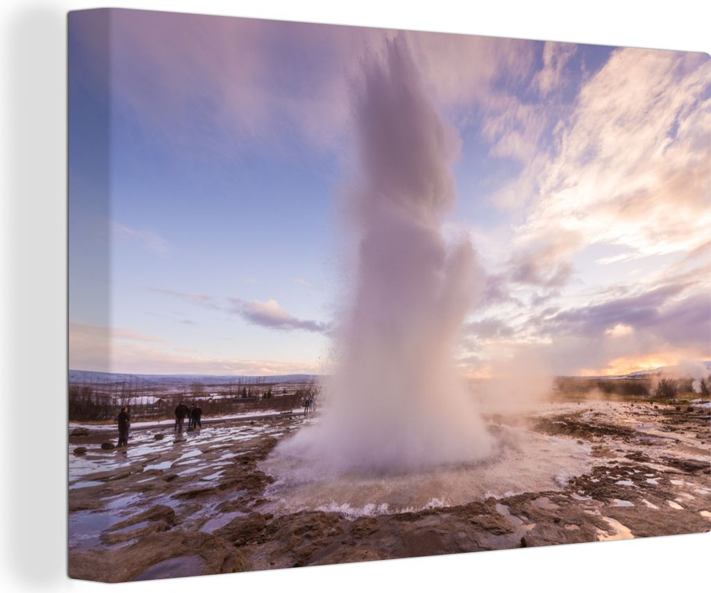 OneMillionCanvasses - Leinwandbilder - 150x100 cm, Eruption des Geysirs Strokkur, Wandbilder Kunstdruck Wanddekoration