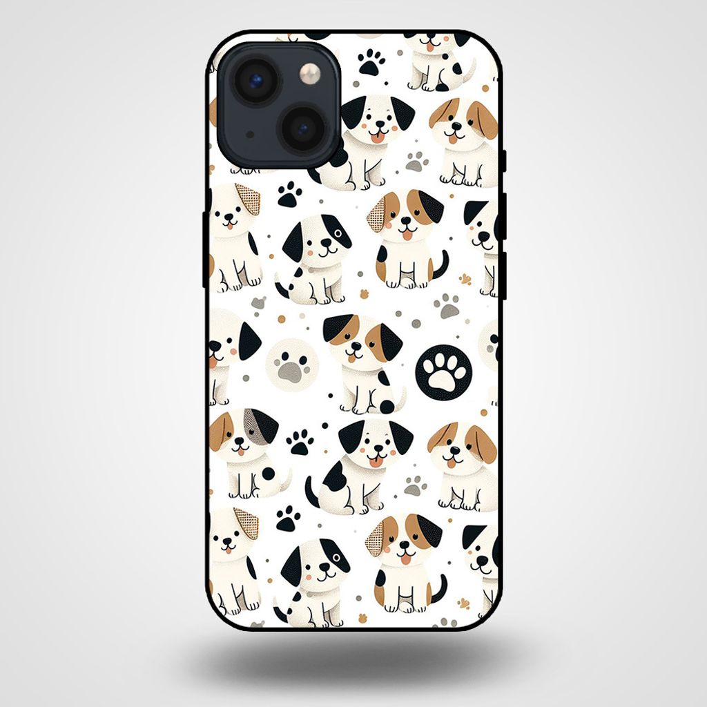 Smartphonica Handytasche für iPhone 13 mit Hundedruck - TPU Rückseite Fall Hunde Design