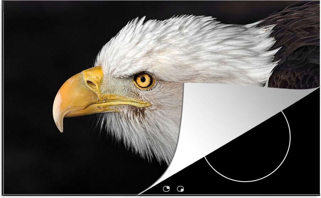 KitchenYeah Herdabdeckplatte Adler - Vogel - Schnabel - Augen , 85x52cm, Küche Deko, Glaskeramikfeld Herdabdeckung, Abdeckplatte fùr Kochfeld